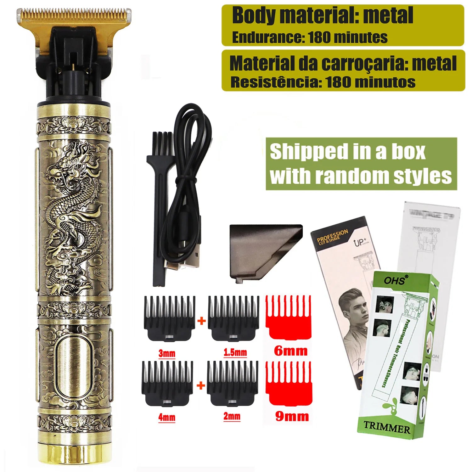 Cortapelos Eléctrico T9 - Máquina de Corte de Pelo y Barba para Hombre 0mm