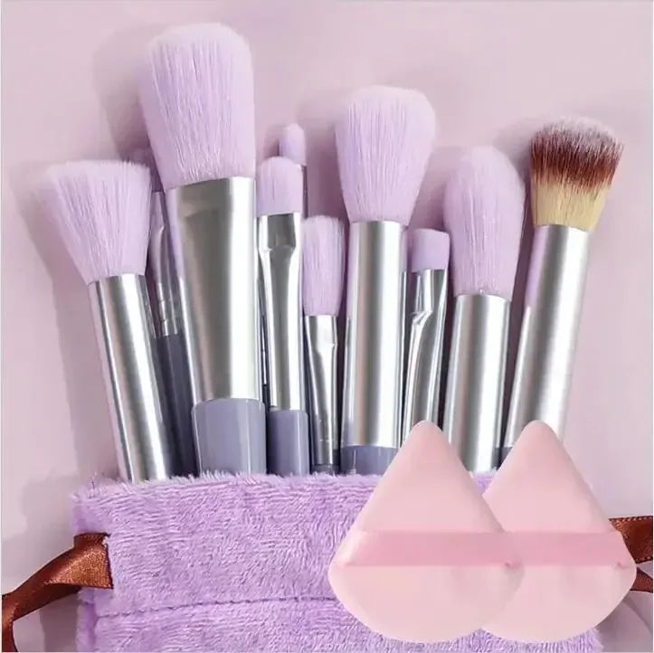 Set de 13 Brochas de Maquillaje Profesional - Fibra Sintética Suave y Vegana