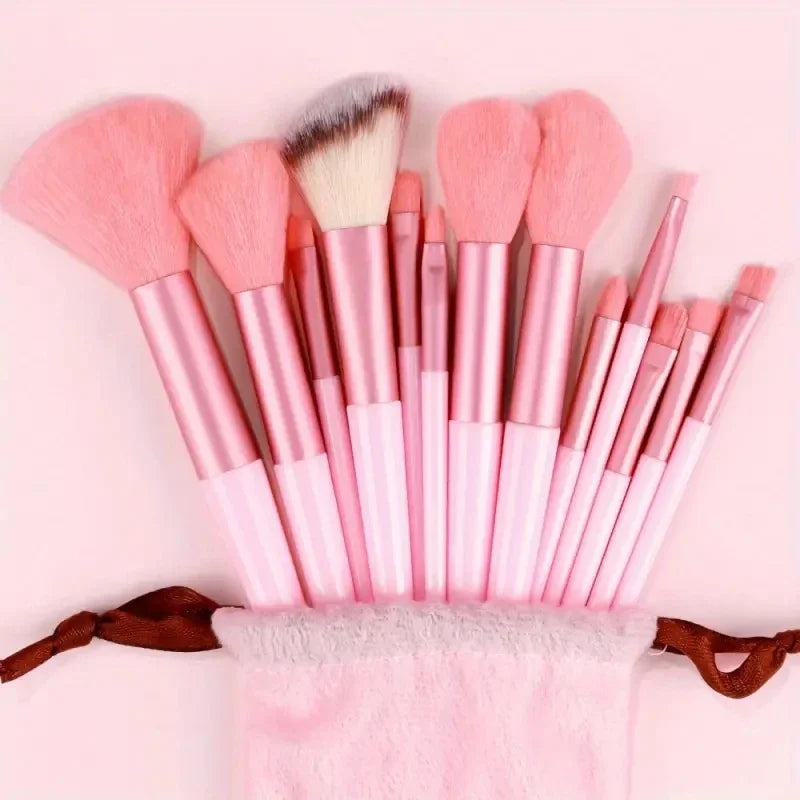 Set de 13 Brochas de Maquillaje Profesional - Fibra Sintética Suave y Vegana