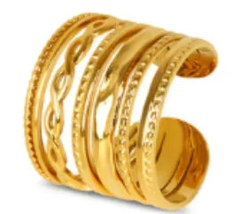 Anillo de Acero Inoxidable Calado - Joya Moderna y Resistente al Agua para Mujer
