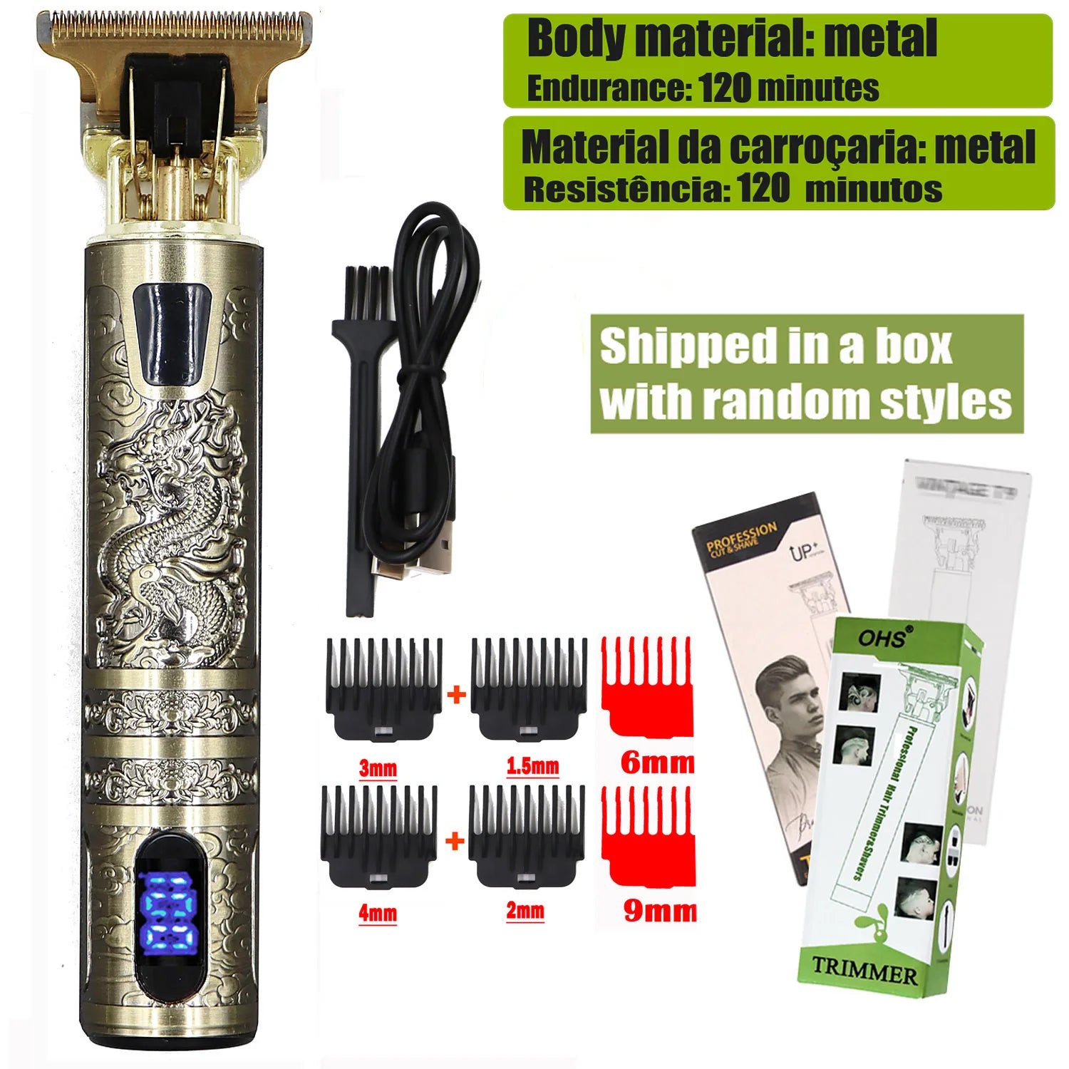 Cortapelos Eléctrico T9 - Máquina de Corte de Pelo y Barba para Hombre 0mm