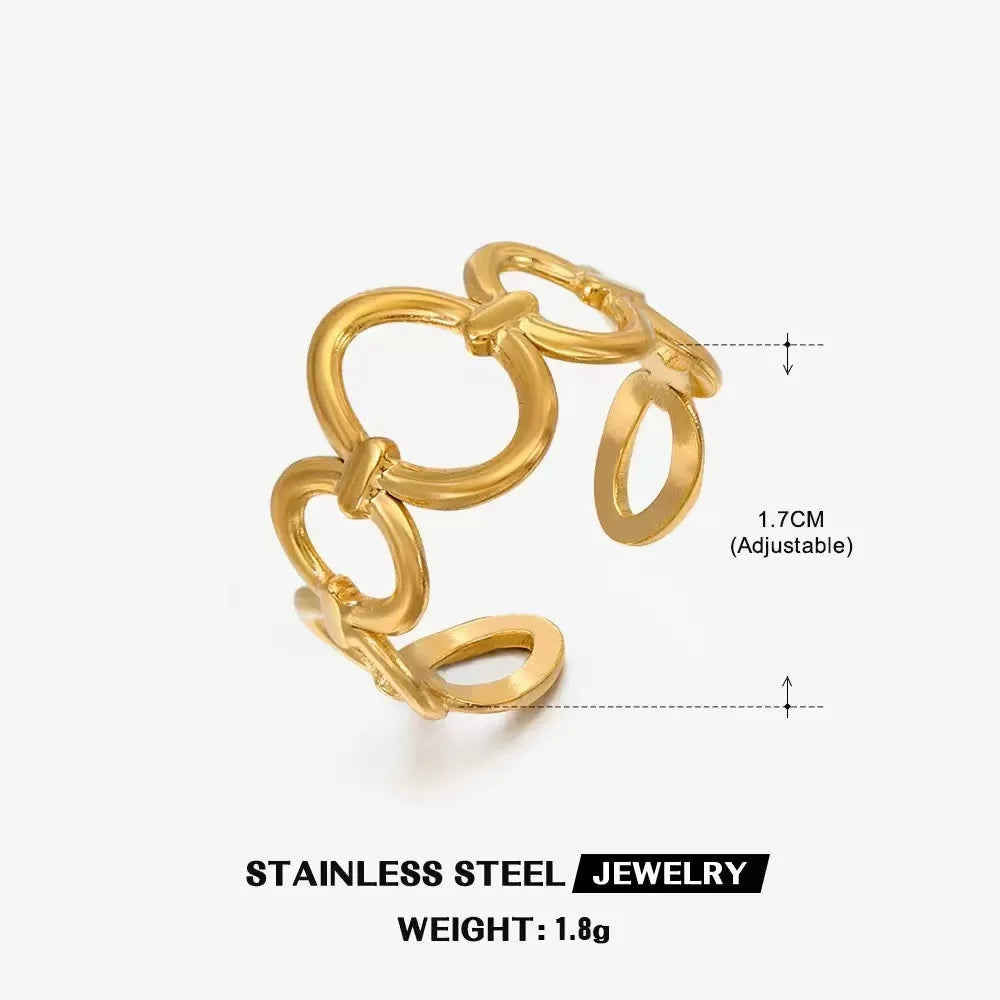 Anillo de Acero Inoxidable Calado - Joya Moderna y Resistente al Agua para Mujer