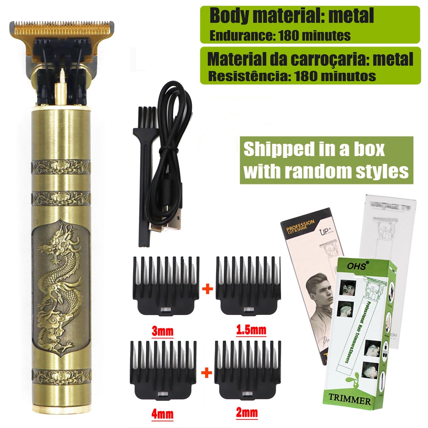 Cortapelos Eléctrico T9 - Máquina de Corte de Pelo y Barba para Hombre 0mm