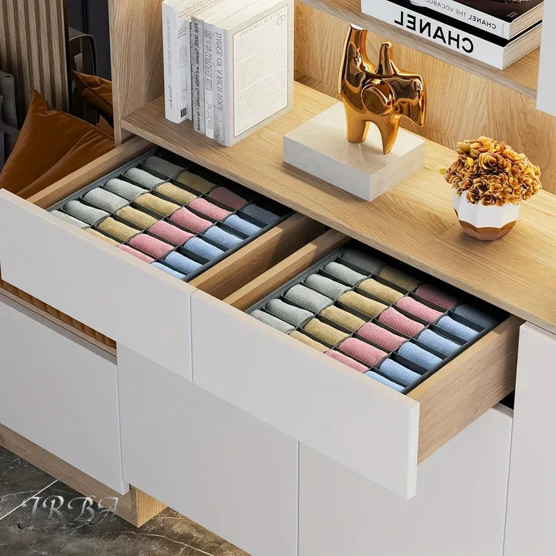 Organizador de Cajón Plegable con 24 Compartimentos - Caja de Tela para Calcetines y Ropa Interior