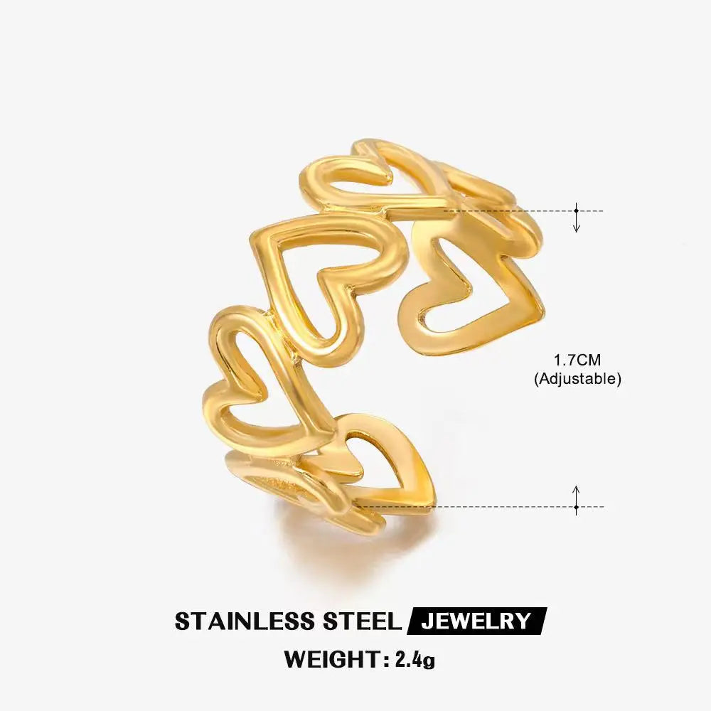 Anillo de Acero Inoxidable Calado - Joya Moderna y Resistente al Agua para Mujer
