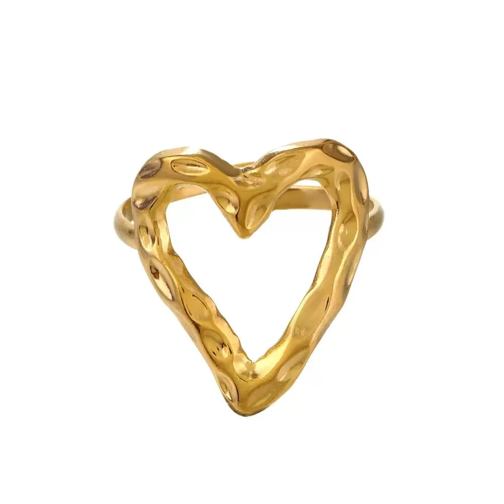 Anillo de Acero Inoxidable Calado - Joya Moderna y Resistente al Agua para Mujer