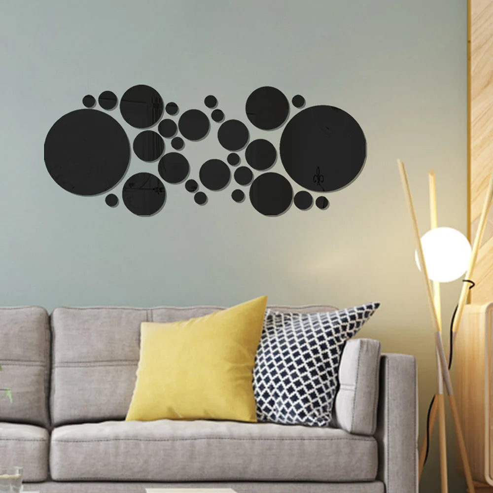 26 Pegatinas Espejo Circular 3D – Decoración de Pared Acrílica