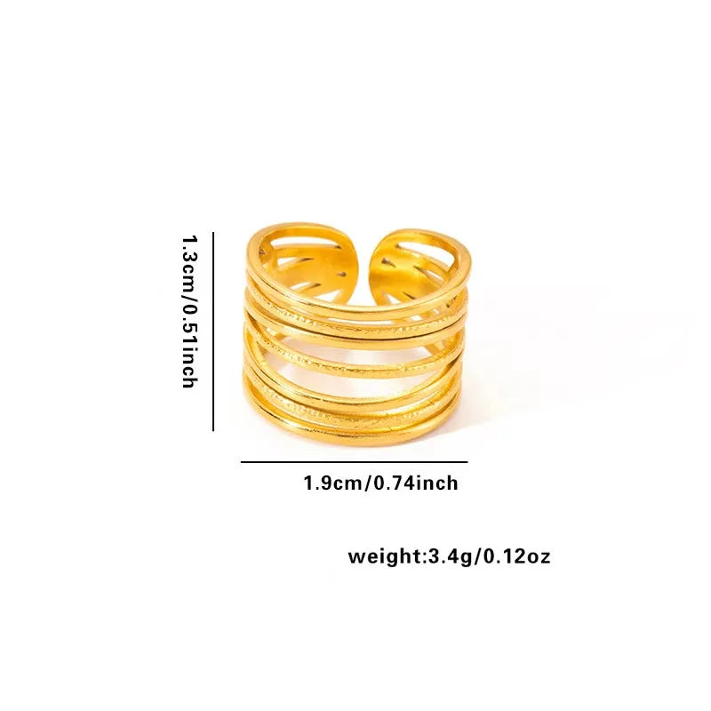 Anillo de Acero Inoxidable Calado - Joya Moderna y Resistente al Agua para Mujer