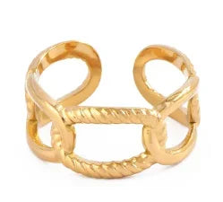 Anillo de Acero Inoxidable Calado - Joya Moderna y Resistente al Agua para Mujer