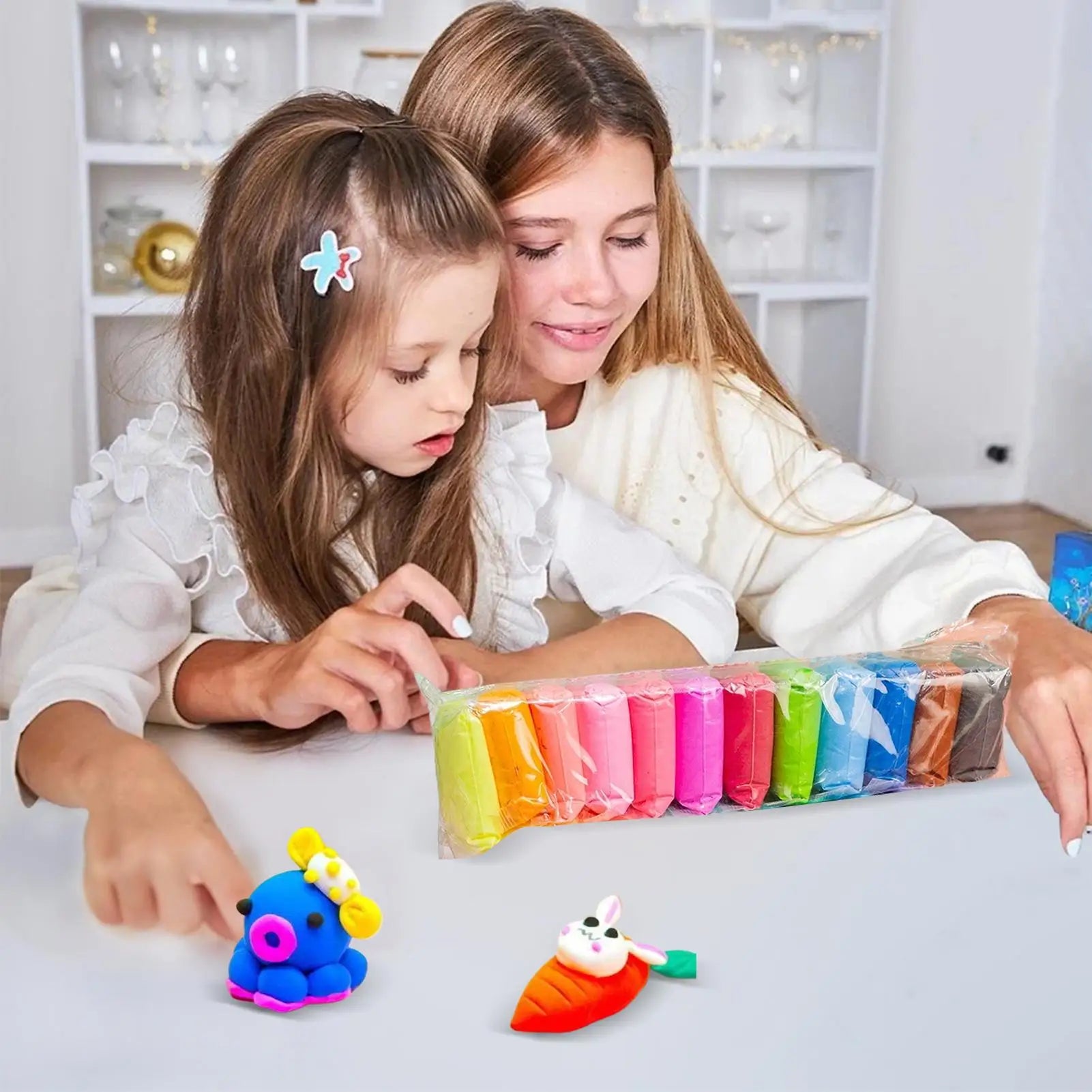 Arcilla para Modelar Air Dry 12/24/36 Colores - Kit Creativo con Herramientas para Niños