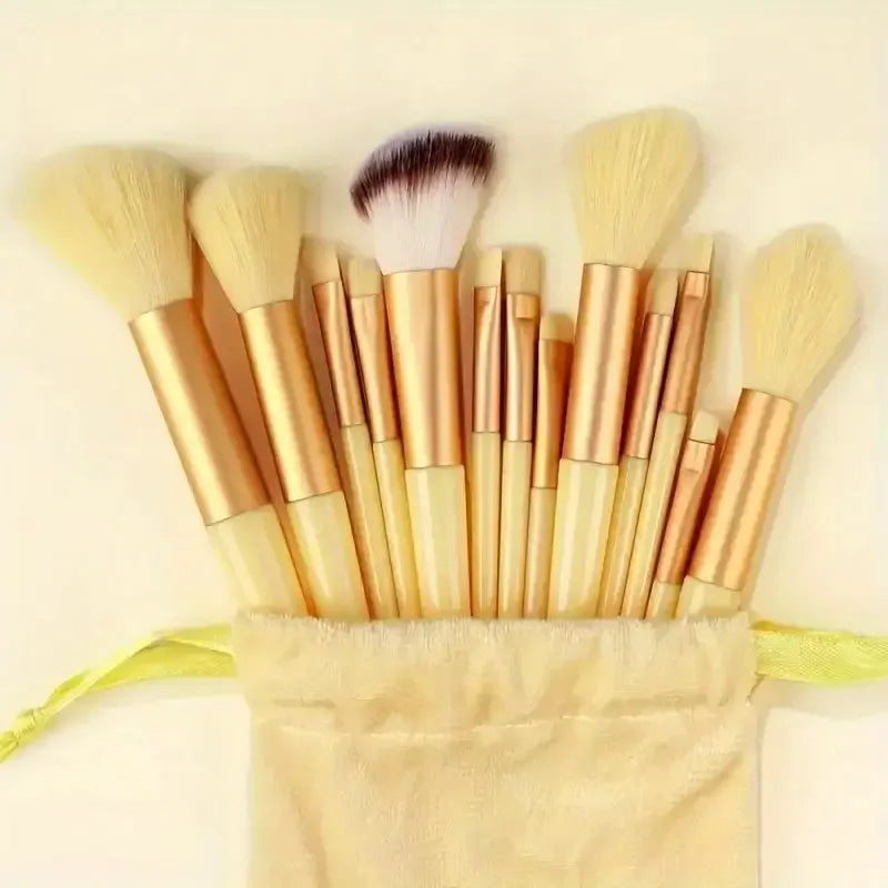Set de 13 Brochas de Maquillaje Profesional - Fibra Sintética Suave y Vegana