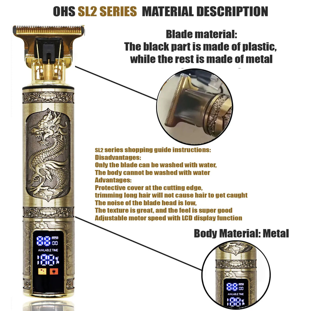 Cortapelos Eléctrico T9 - Máquina de Corte de Pelo y Barba para Hombre 0mm