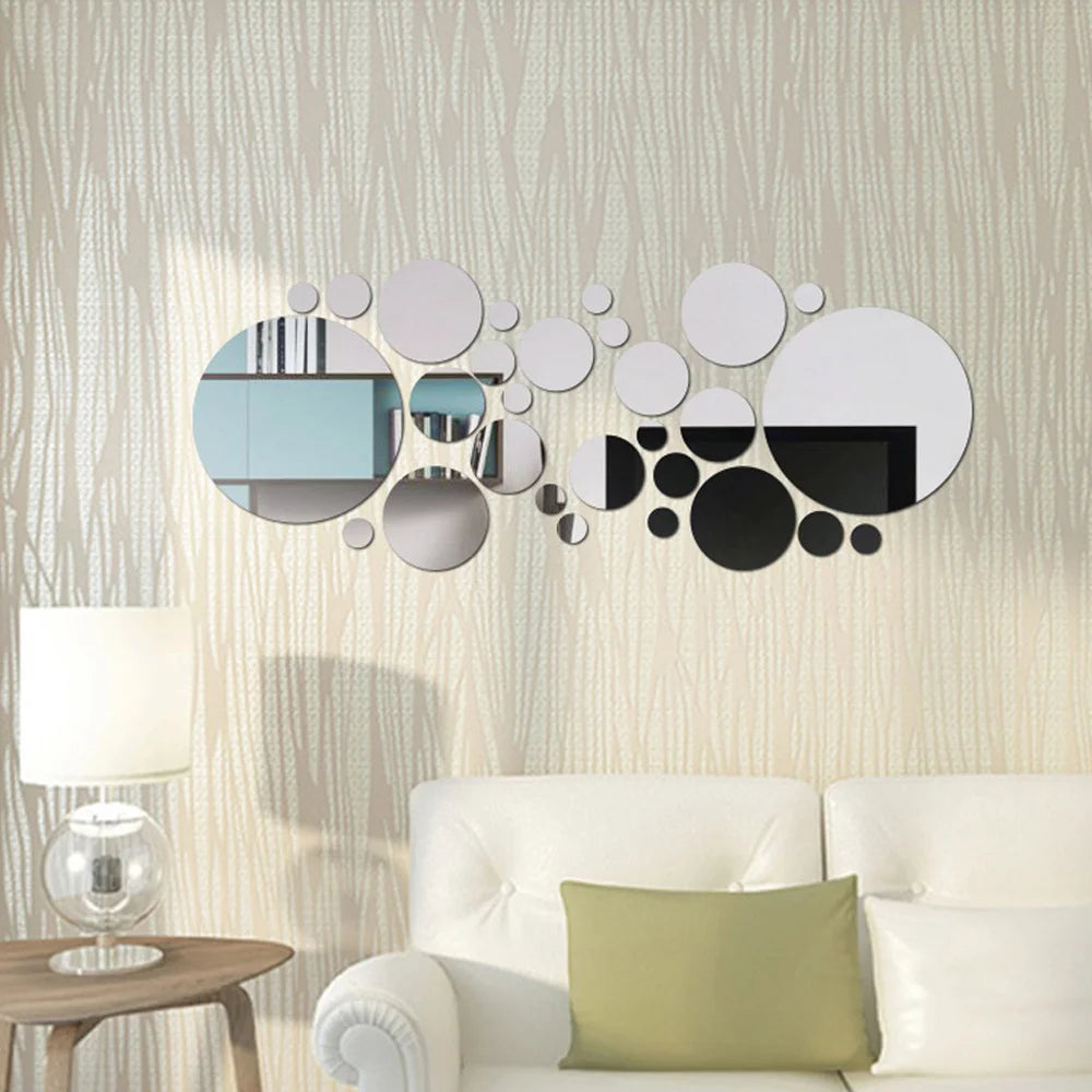 26 Pegatinas Espejo Circular 3D – Decoración de Pared Acrílica
