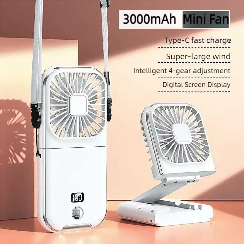 Ventilador Portátil de Cuello con Batería 3000mAh - Plegable, Recargable y Silencioso