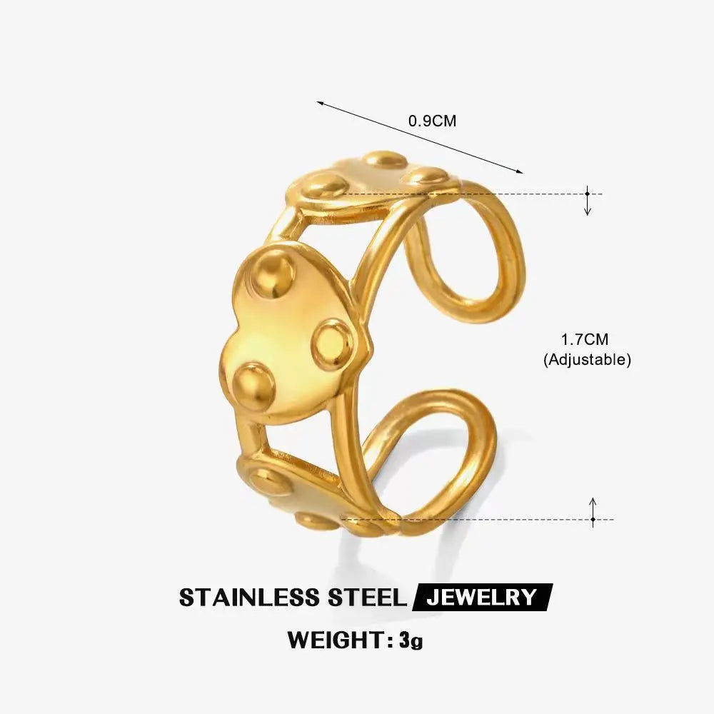 Anillo de Acero Inoxidable Calado - Joya Moderna y Resistente al Agua para Mujer