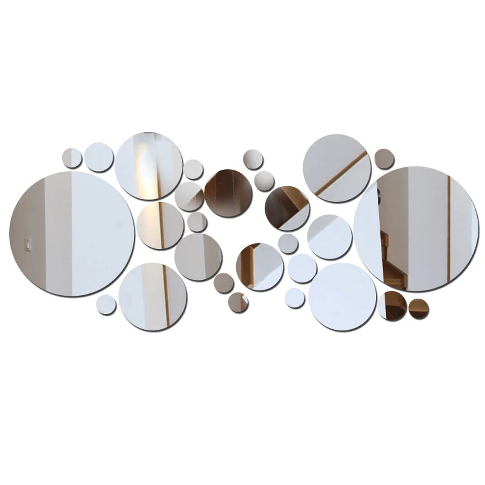 26 Pegatinas Espejo Circular 3D – Decoración de Pared Acrílica