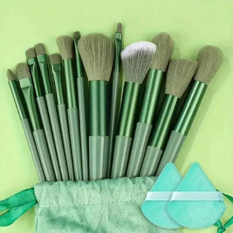 Set de 13 Brochas de Maquillaje Profesional - Fibra Sintética Suave y Vegana