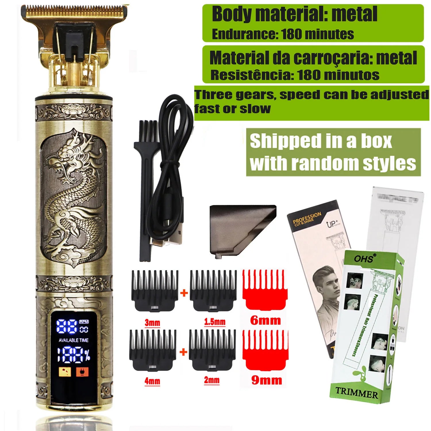 Cortapelos Eléctrico T9 - Máquina de Corte de Pelo y Barba para Hombre 0mm