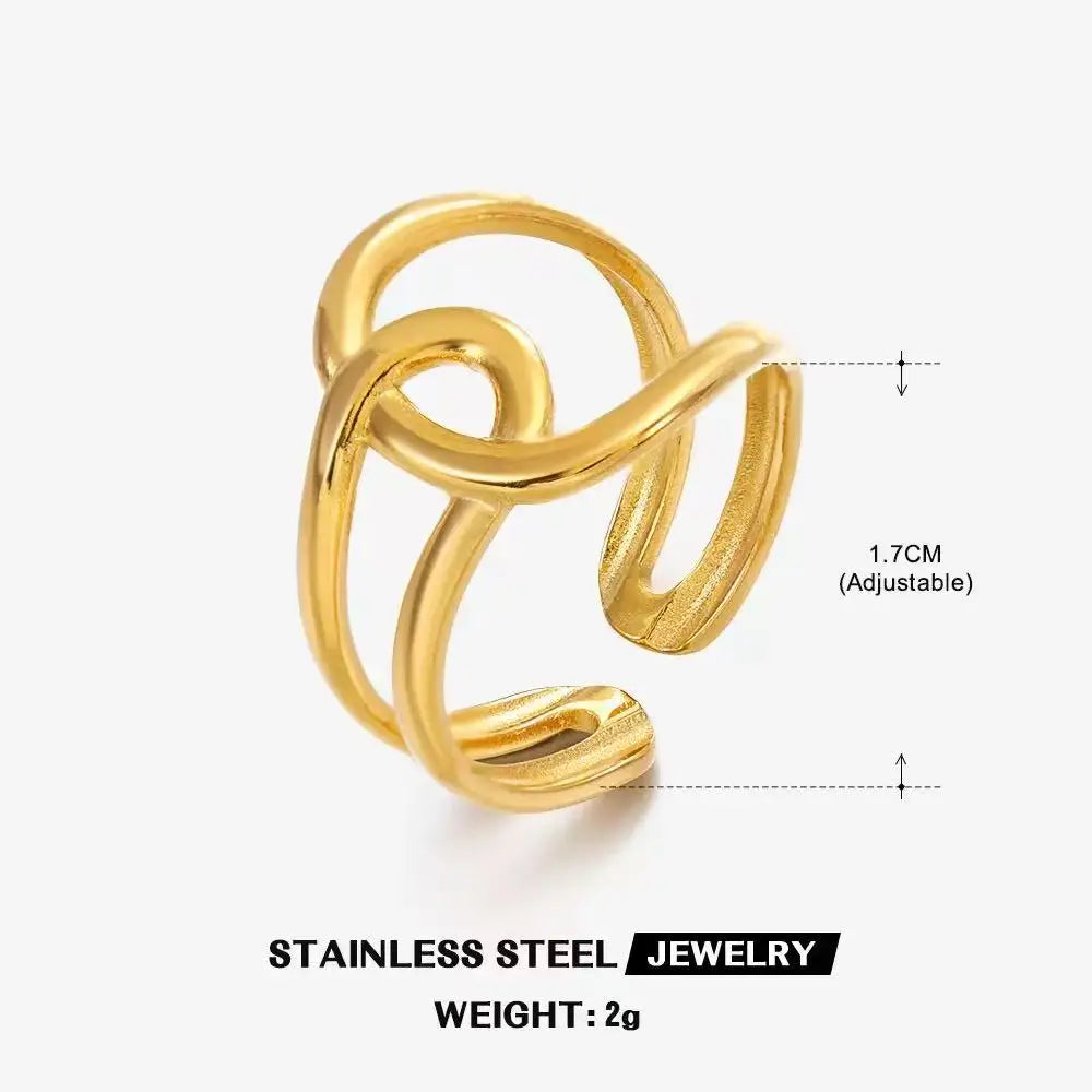 Anillo de Acero Inoxidable Calado - Joya Moderna y Resistente al Agua para Mujer