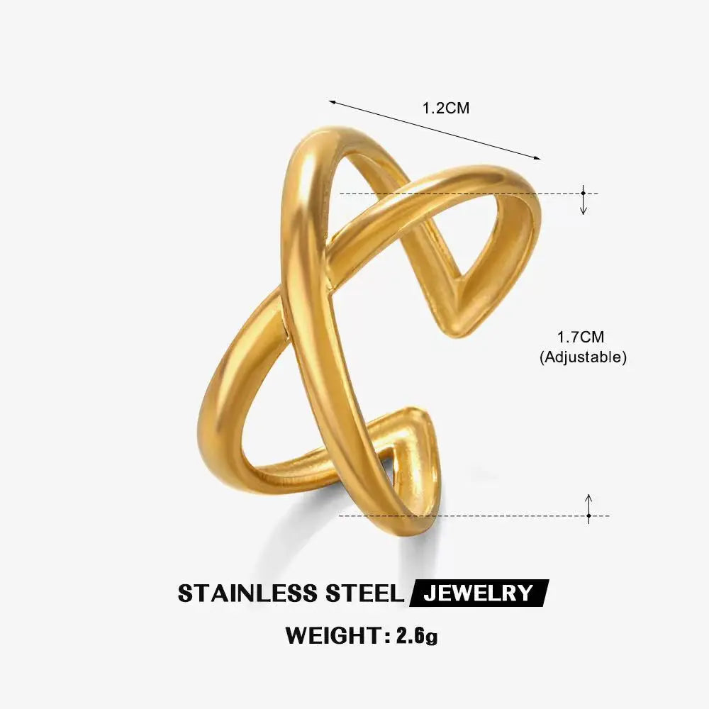 Anillo de Acero Inoxidable Calado - Joya Moderna y Resistente al Agua para Mujer