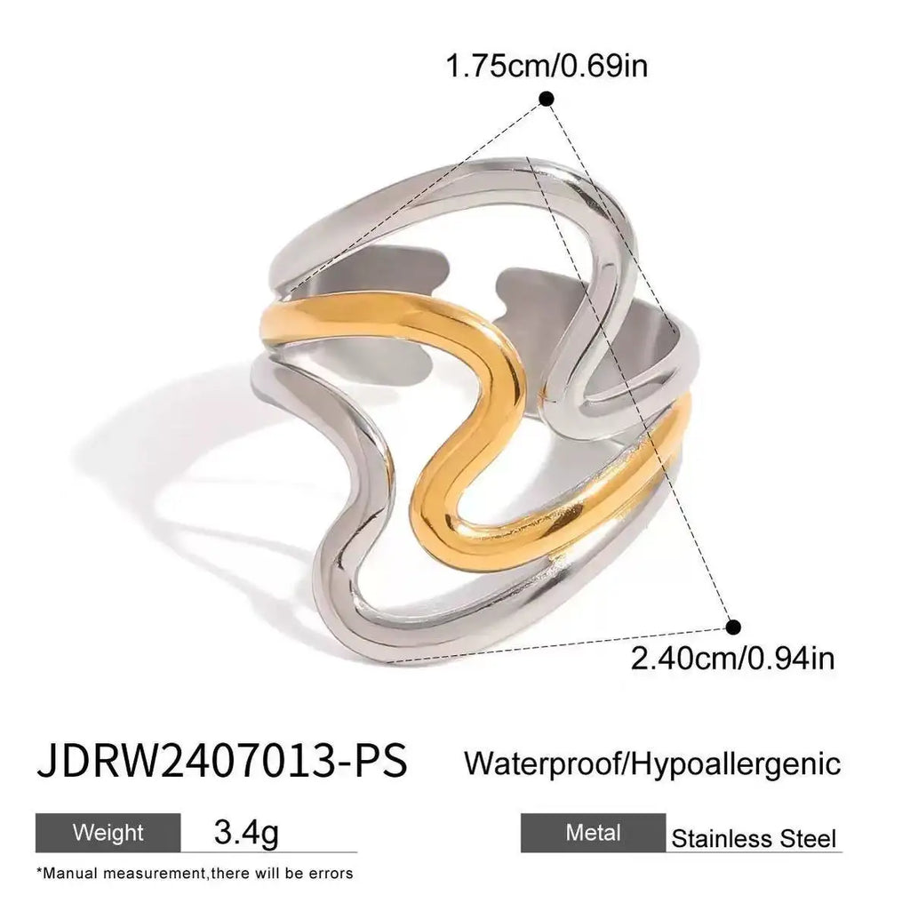 Anillo de Acero Inoxidable Calado - Joya Moderna y Resistente al Agua para Mujer