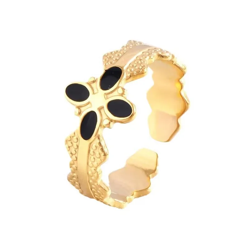 Anillo de Acero Inoxidable Calado - Joya Moderna y Resistente al Agua para Mujer