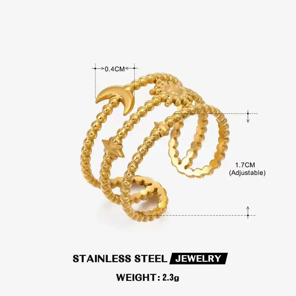 Anillo de Acero Inoxidable Calado - Joya Moderna y Resistente al Agua para Mujer