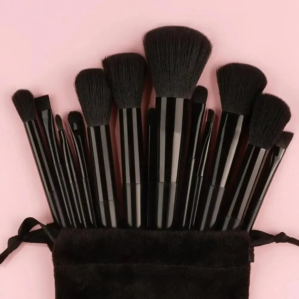 Set de 13 Brochas de Maquillaje Profesional - Fibra Sintética Suave y Vegana