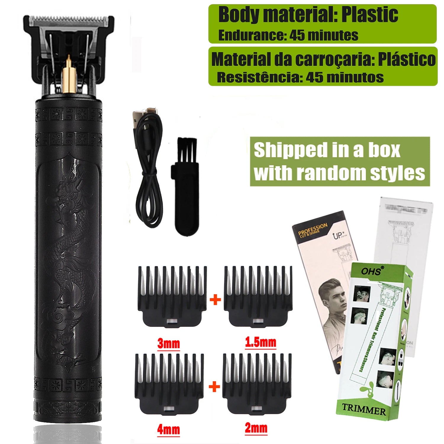 Cortapelos Eléctrico T9 - Máquina de Corte de Pelo y Barba para Hombre 0mm