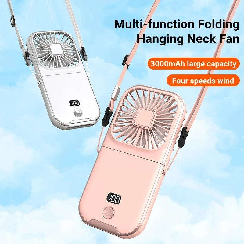Ventilador Portátil de Cuello con Batería 3000mAh - Plegable, Recargable y Silencioso