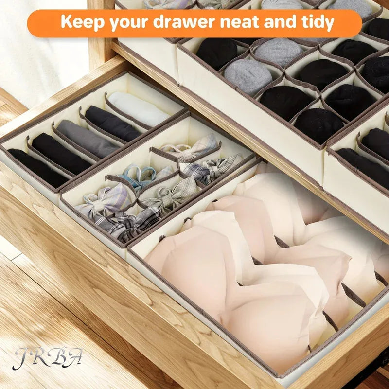 Organizador de Cajón Plegable con 24 Compartimentos - Caja de Tela para Calcetines y Ropa Interior