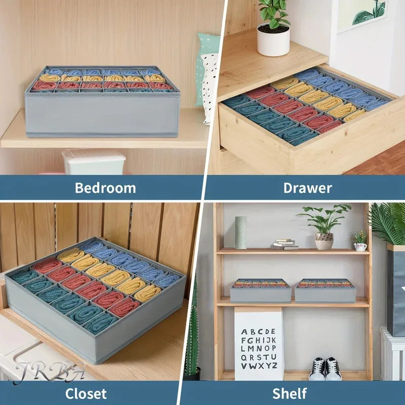 Organizador de Cajón Plegable con 24 Compartimentos - Caja de Tela para Calcetines y Ropa Interior