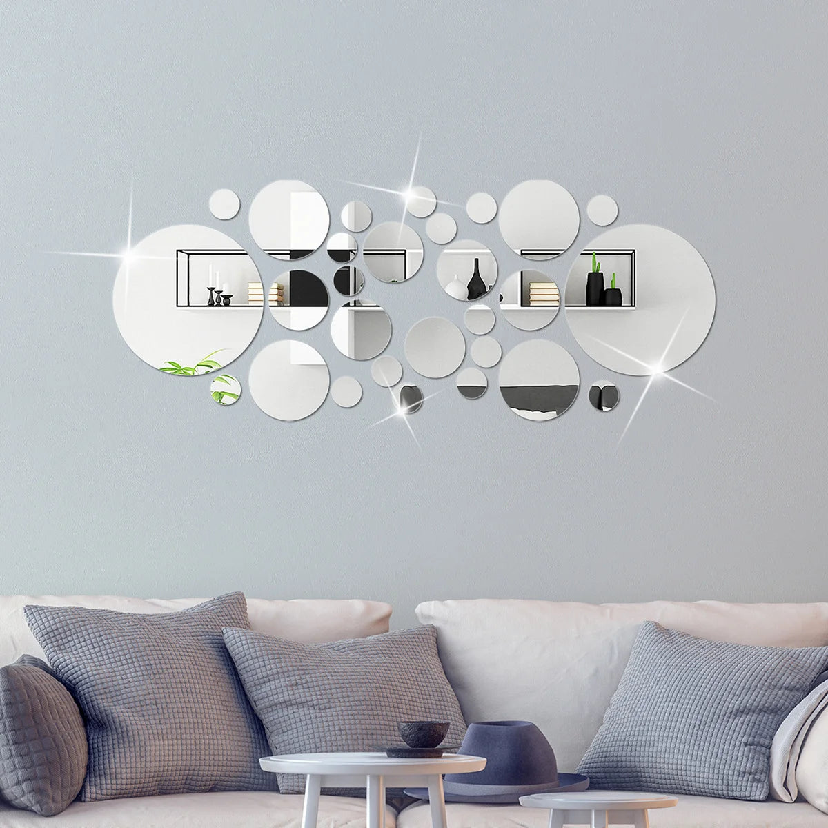 26 Pegatinas Espejo Circular 3D – Decoración de Pared Acrílica