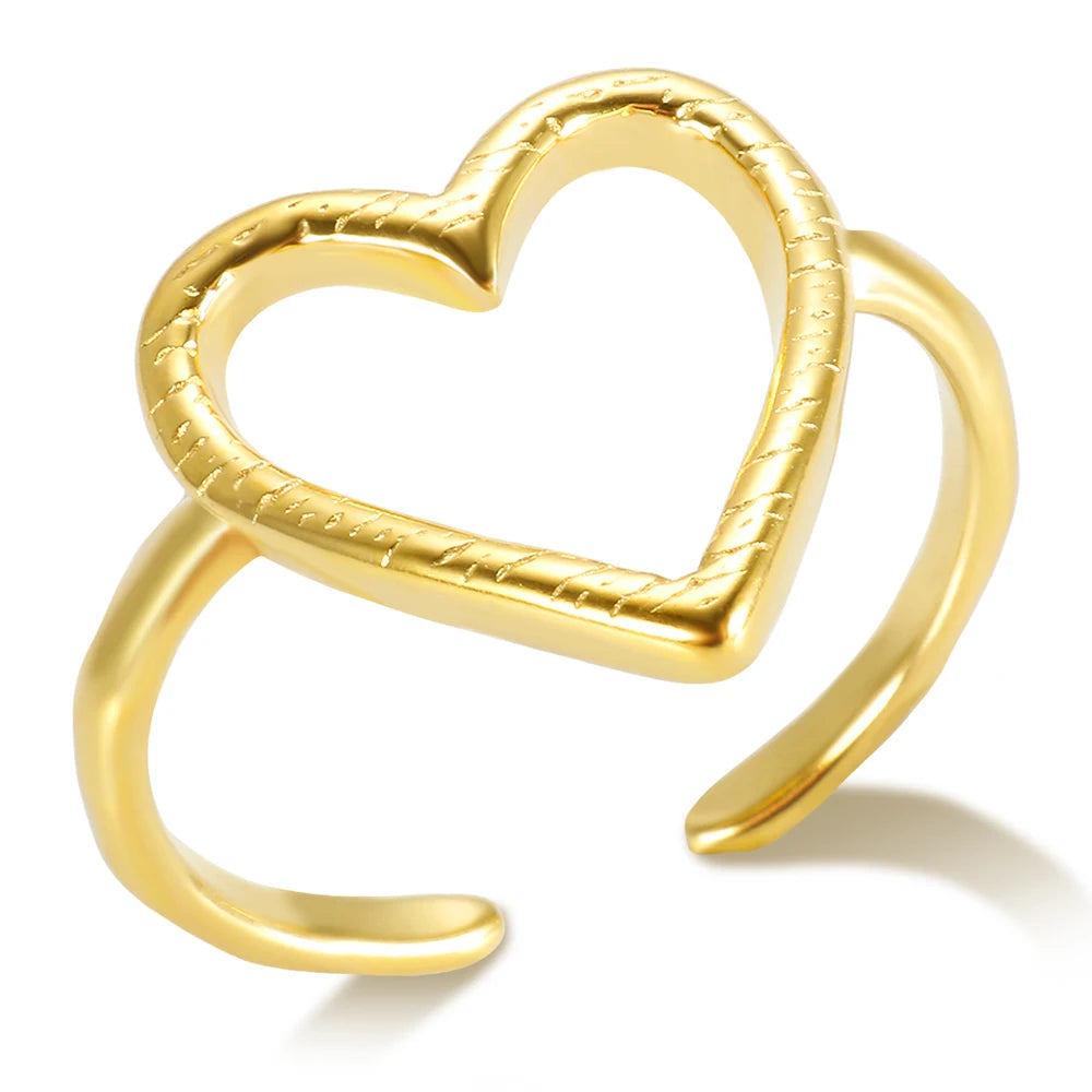 Anillo de Acero Inoxidable Calado - Joya Moderna y Resistente al Agua para Mujer