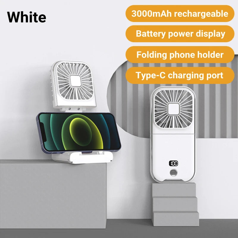 Ventilador Portátil de Cuello con Batería 3000mAh - Plegable, Recargable y Silencioso