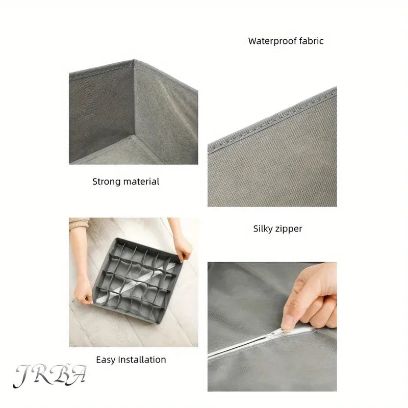 Organizador de Cajón Plegable con 24 Compartimentos - Caja de Tela para Calcetines y Ropa Interior