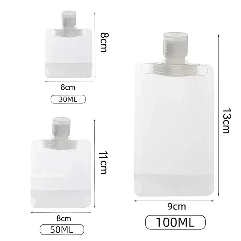 Bolsas de Viaje Dispensadoras de Loción – 30/50/100ml, Pack de 5/10/120
